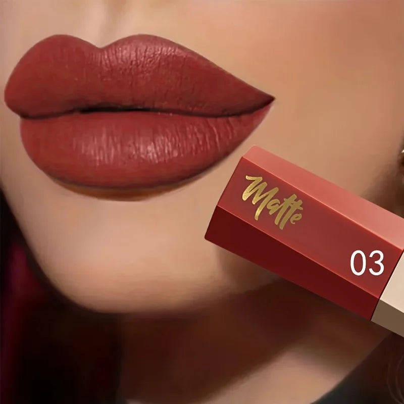 Matte Velvet Lip Tint, Nude Color Lip Glaze, Long Lasting Waterproof Non Transfer, Lightweight Soft Lip Makeup, Perfect Valentin