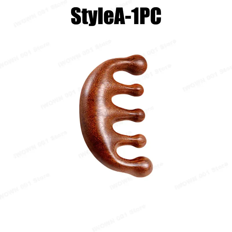 2025 New Natural Sandalwood Head Massage Five Teeth Comb Whale Comb Scalp Scraping Massager Body Massage Tools Neck Massager