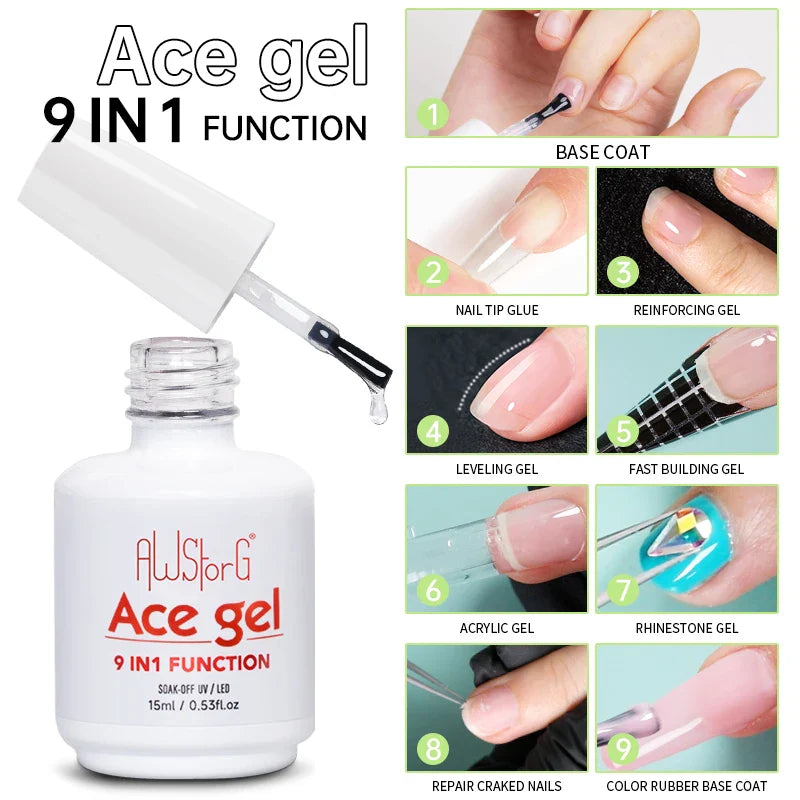 AWStorG 15ML Super Top Coat  Function Gel No Wipe Matte Top Gel Transparent Soak Off  UV LED NailArt Manicure Gel Varnish Primer