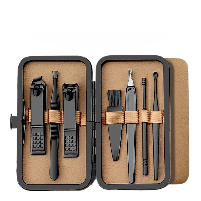 7/16/24 Pcs Brown Series Manicure Set Stainless Steel Nail Clipper Hand& Foot Trimming Tool, with Portable Exquisite Storage Box
