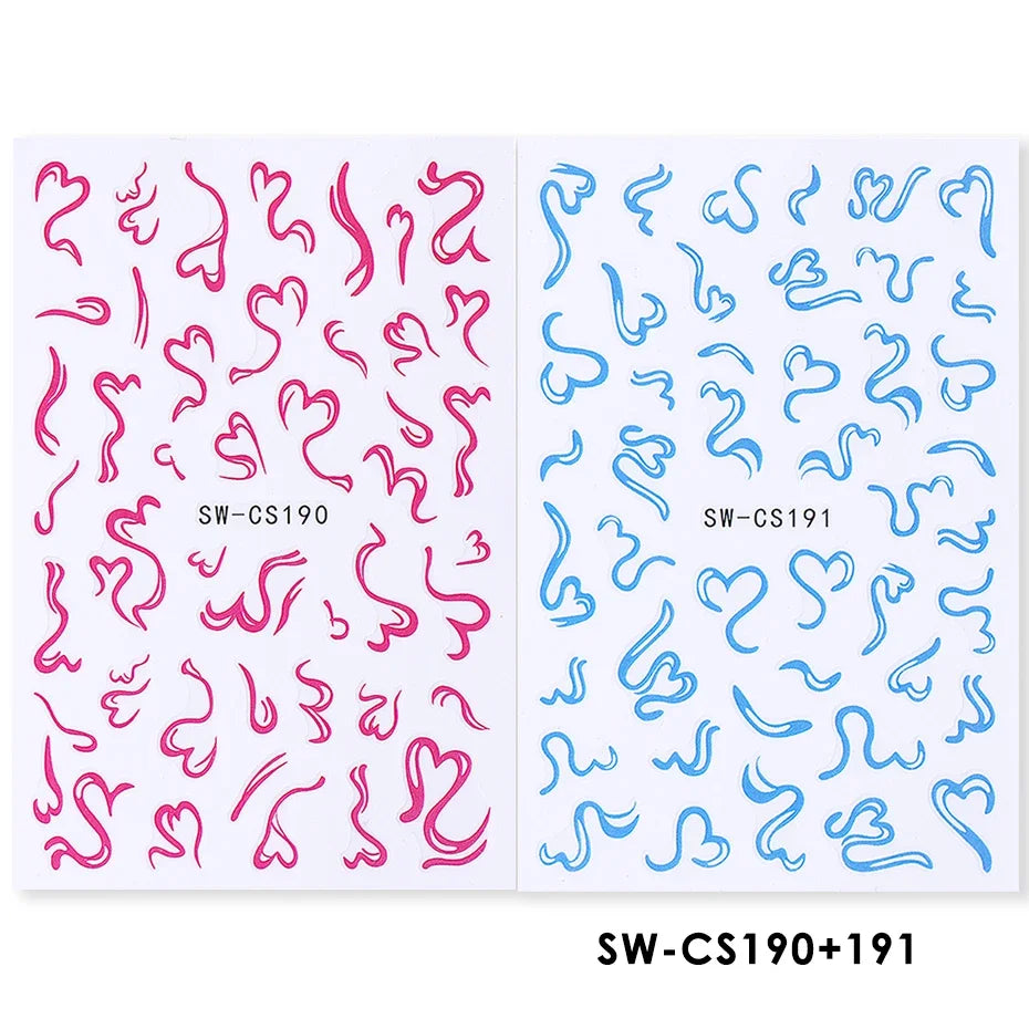 2pcs Sweet Element Nail Art Stickers Simple Flower Heart Cherry Strawberry Kawaii Decals Colorful Bow Butterfly Manicure Sliders