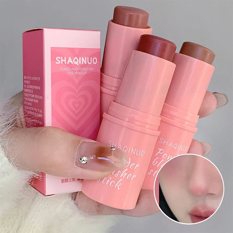 SHAQINUO Energizing Blush Stick - Natural Matte Finish, Creamy Texture, Easy to Blend for a Youthful Glow