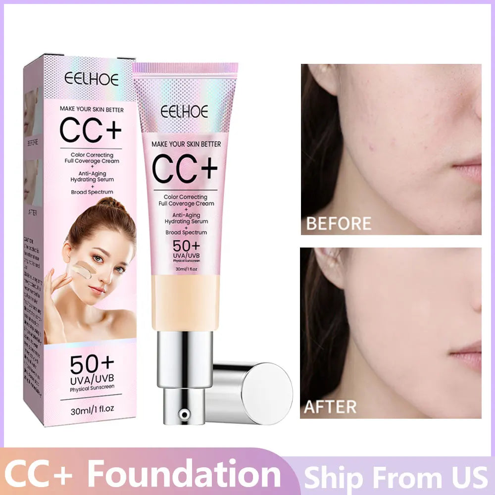 CC Cream Foundation Makeup Products Fullcover Color Correct Cream Hydrating Serum SPF50+ Sunscreen Whitening Cream Korean Makeup