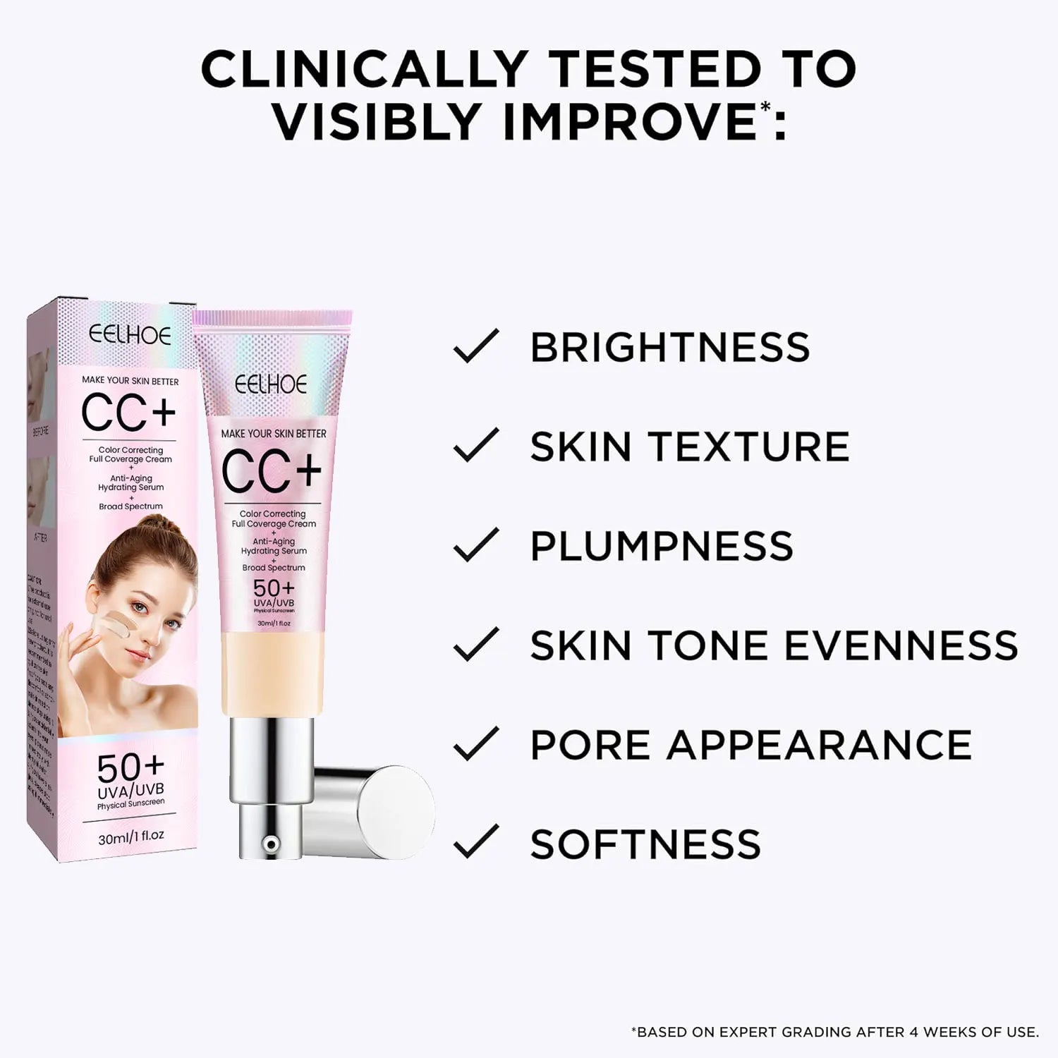 CC Cream Foundation Makeup Products Fullcover Color Correct Cream Hydrating Serum SPF50+ Sunscreen Whitening Cream Korean Makeup