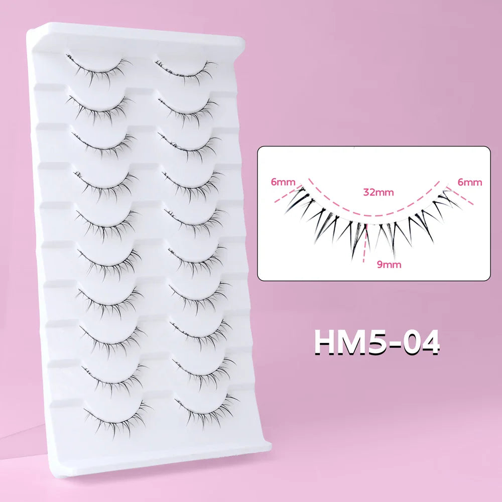 10Pairs Bottom Eyelashes Manga Lower Lashes Clear Band Wispy Small Flame Under Eye Lashes Korean Makeup Cosplay Tools