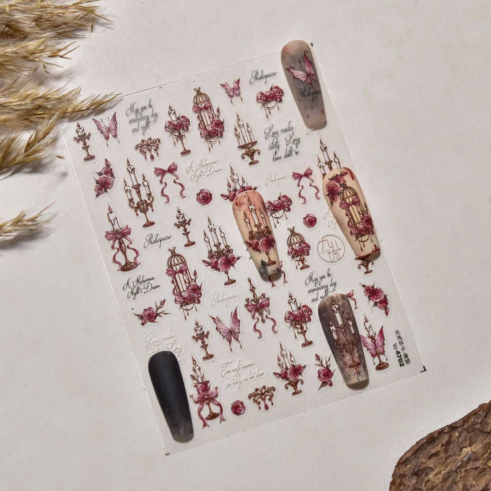 1pcs 5D Glitter Jasmine Flower Nail Stickers Kawaii Embossed Flower Self-Adhesive Nail Art Decorations Decal Manicure Tools DIY