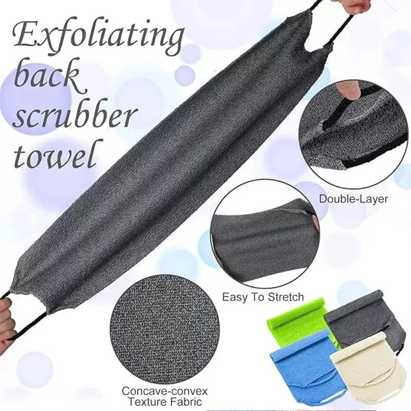 High Elasticity Frosted Long Shower Towel Shower Body Brush Bathing Massage Back Body Exfoliating Bathroom Wash Brush Bath Tools
