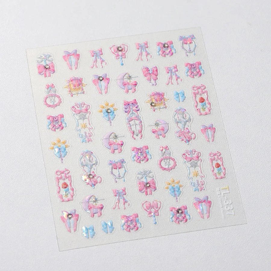 1pcs Dream Flower Window Shell Light Nail Art Stickers Japanese Flower Self Adhesive Stickers Press On Nails Decoration Decals