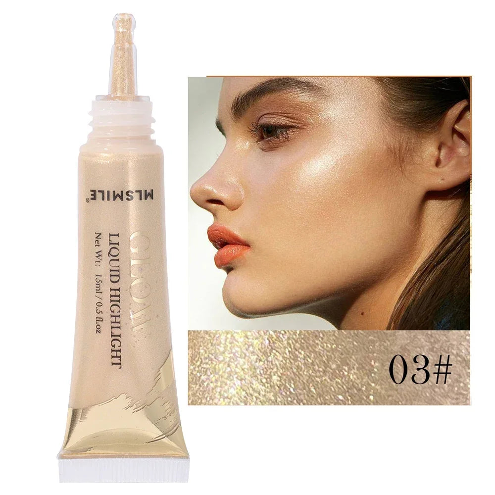 Diamond Glitter Highlighter Liquid Pearlescent Waterproof Longlasting Brightening Liquid Highlighter Stick Eyes Makeup Cosmetics