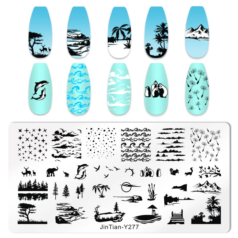 Valentine's Day Nail Stamping Plates Rose Flower Love Theme Nail Art Plate Stainless Steel Halloween Nail Design Stencil Tools