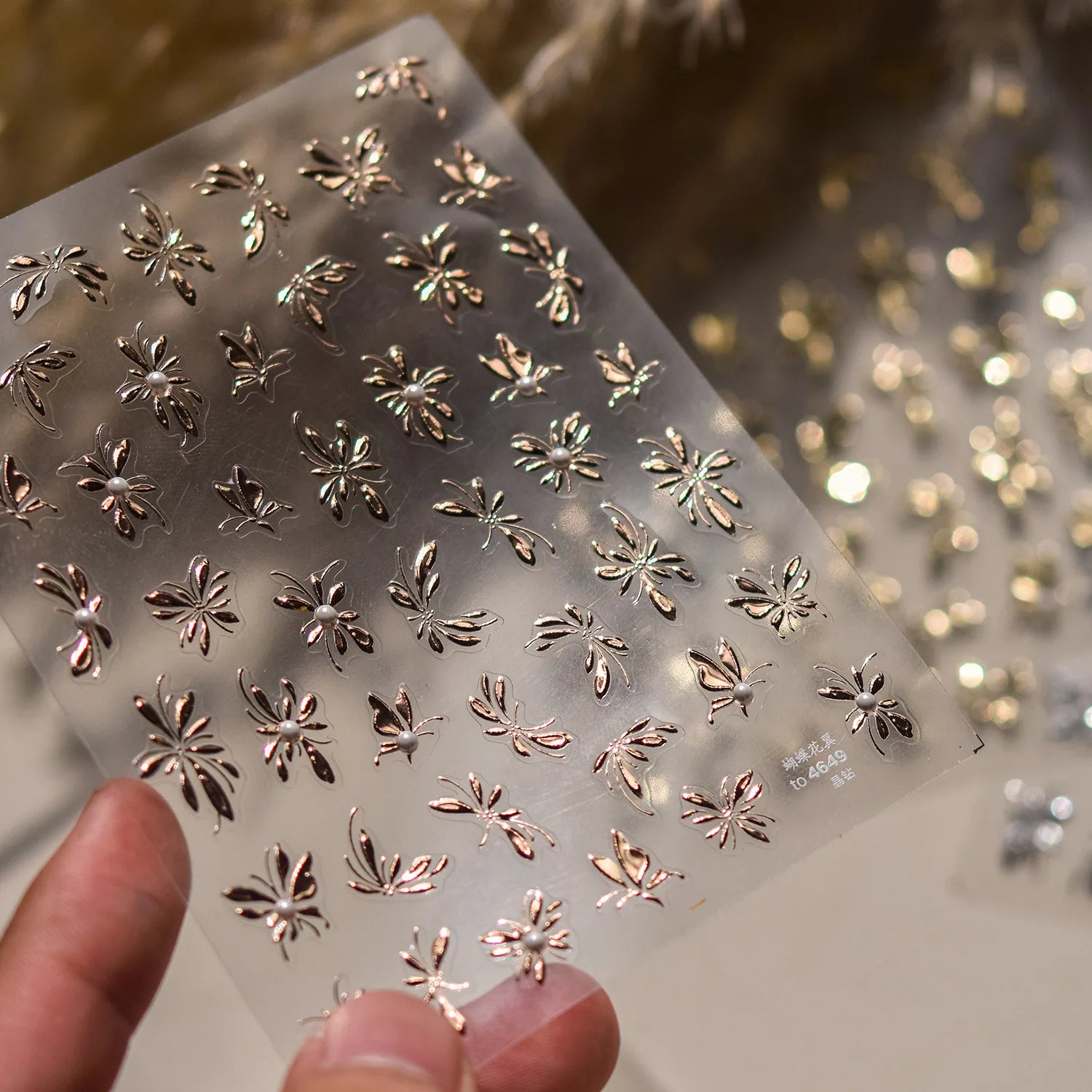 1pcs 5D Glitter Jasmine Flower Nail Stickers Kawaii Embossed Flower Self-Adhesive Nail Art Decorations Decal Manicure Tools DIY