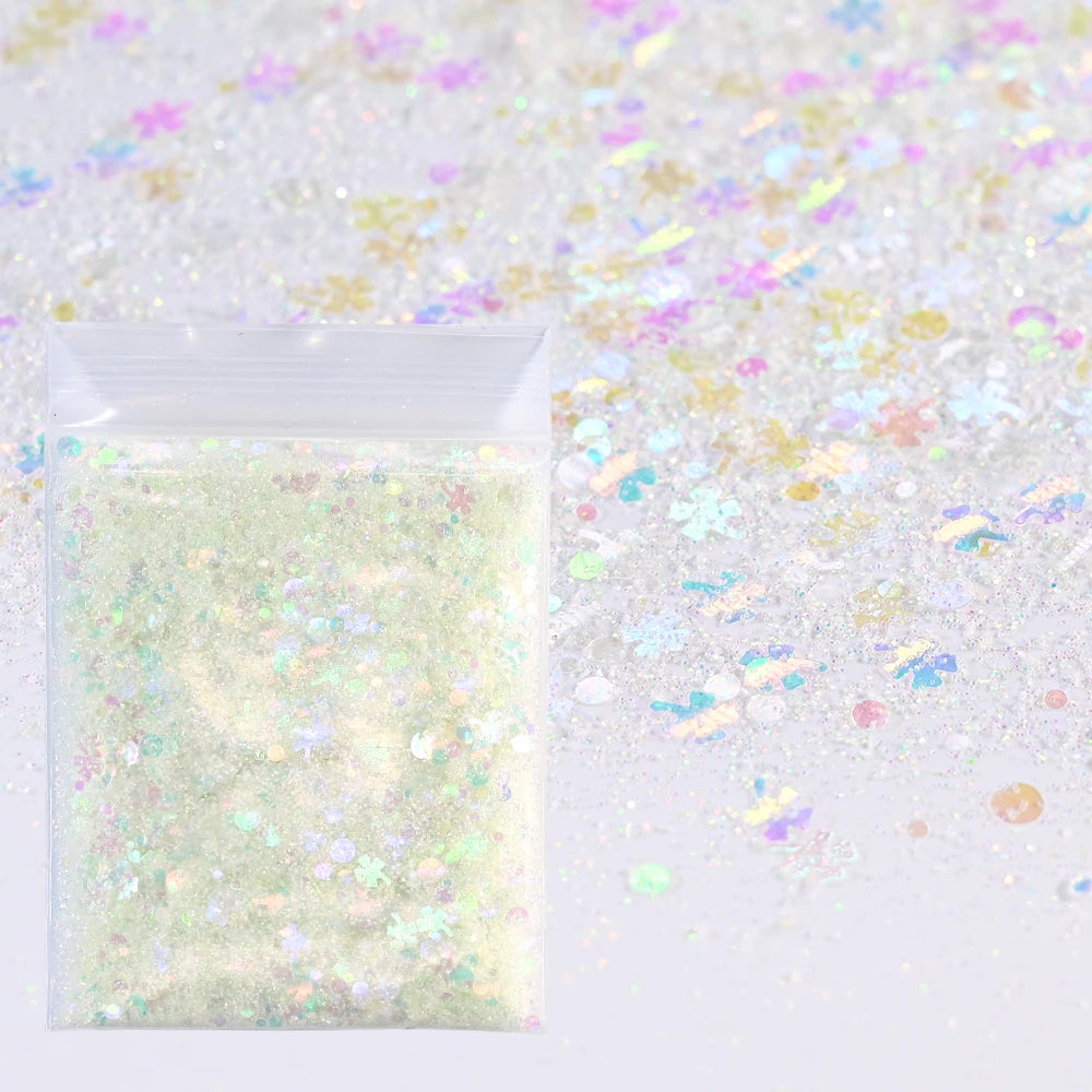 10g Pink Love Heart Nail Sequins Holographics Glitter Sequins Nail Art Decoration Mixed Size Ultrathin Flakes Manicure Sequins