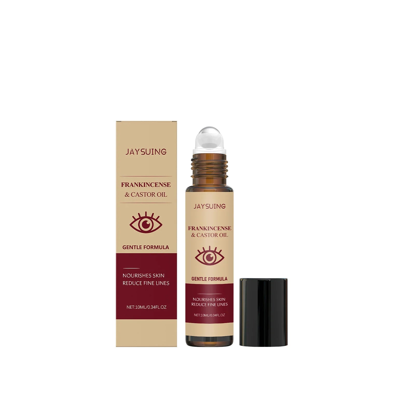 Castor Oil Eye Essence Dark Circles Eye Bags Anti-Puffiness Lift Firm Ball Massage Reduce Fine Lines Deep Nourish Eye Care Serum