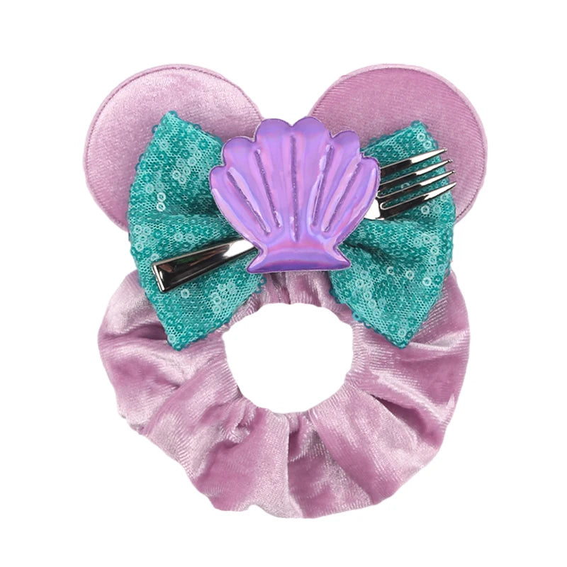 Women Ears Hair Scrunchies Velvet Hairbands For Girls Sequins Bows Headband Women Trip DIY Accessories Mouse Party Decor