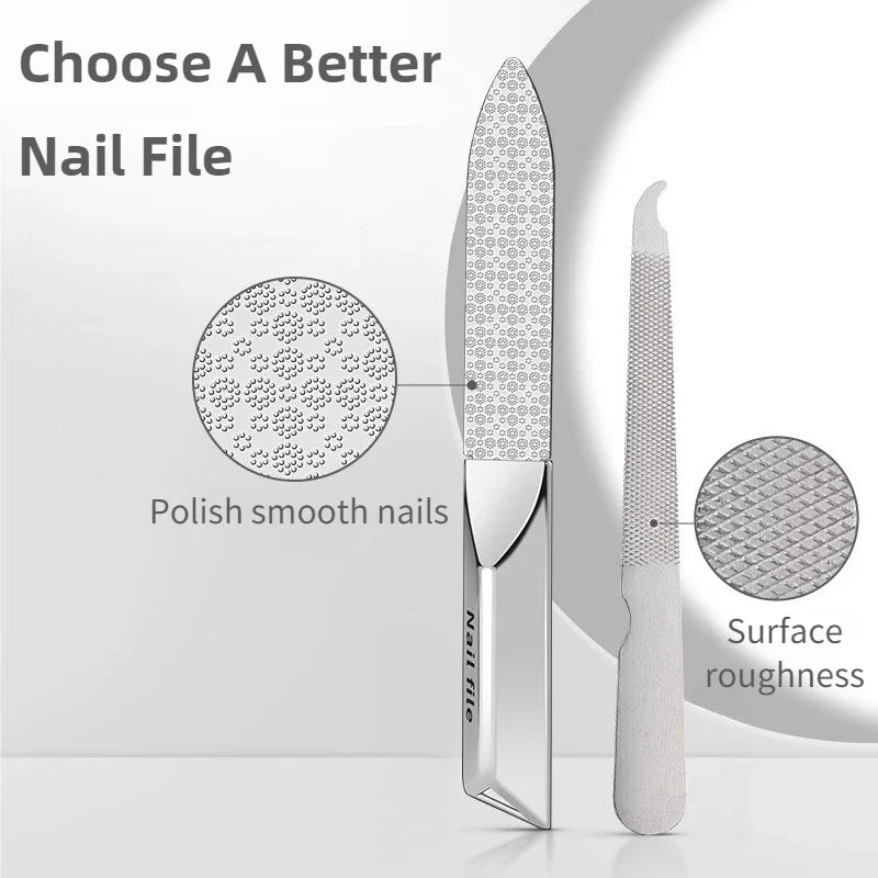 Stainless Steel Double Side Nail File Styling Accessories Polish Remover For Buffer Manicure Tools For Home And Travel