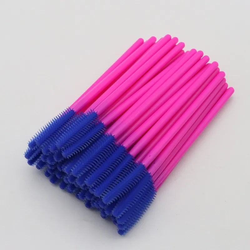 50pcs Silicone Eyelash Brush Mascara Wands Applicator Eyebrow Comb Rod Spoolies Brushes Lash Extension Supplies Makeup Tools