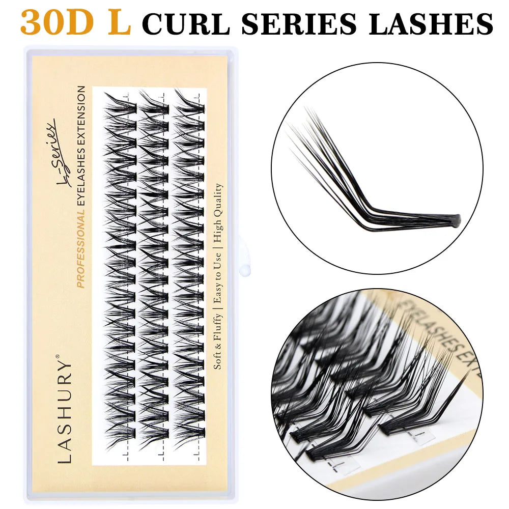 60pcs 30D C/D/L Curl Cluster Eyelash Extension Foxy Eyes Cat Look Natural Individual Eyelashes Bunches  Makeup Tool Lashes Cilia