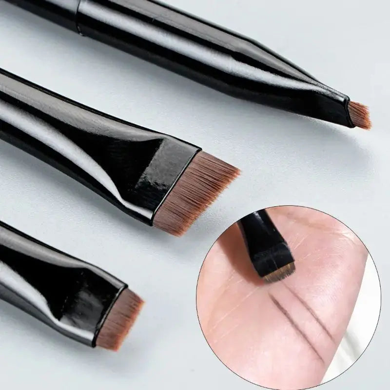 3-Piece Eyeliner & Eyebrow Brushes Set - Ultra-Fine & Flat Tips for Precise Control, High-Quality Precision Makeup Application