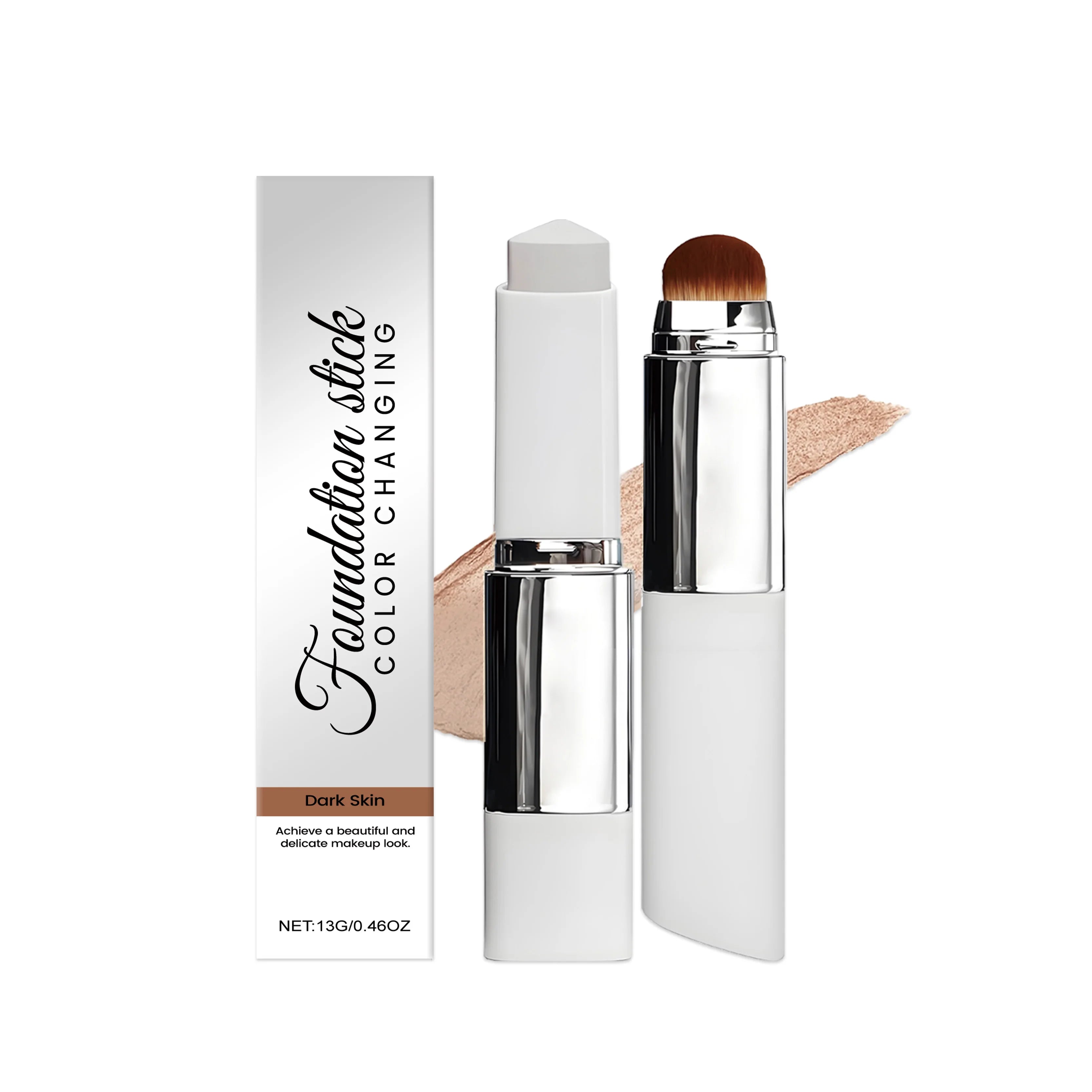 Foundation Make-Up Stick Double Head with Brush 3 Colors Lightweight Moisturizing Brighten Matte Concealer 2IN1 Foundation Stick