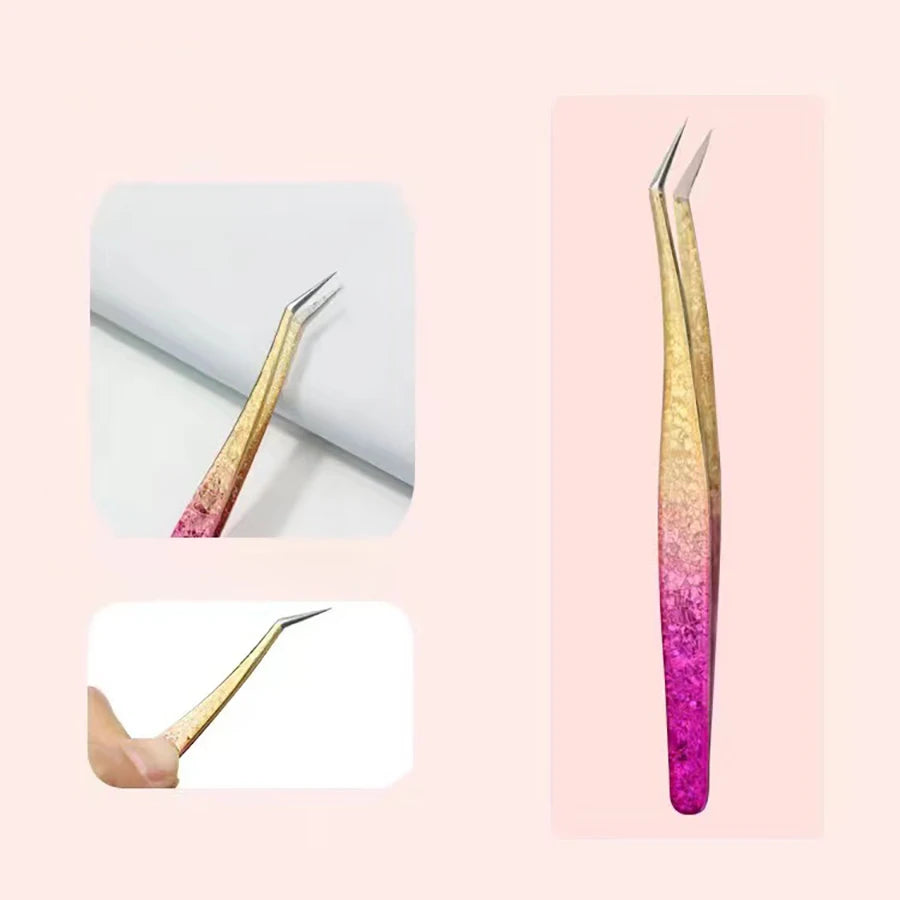1 Pc Eyelash Tweezers Ice Flower Anti-static 3D Accurate Eyebrow Grafting False Lashes Extension Supplies Makeup Tweezer Tools