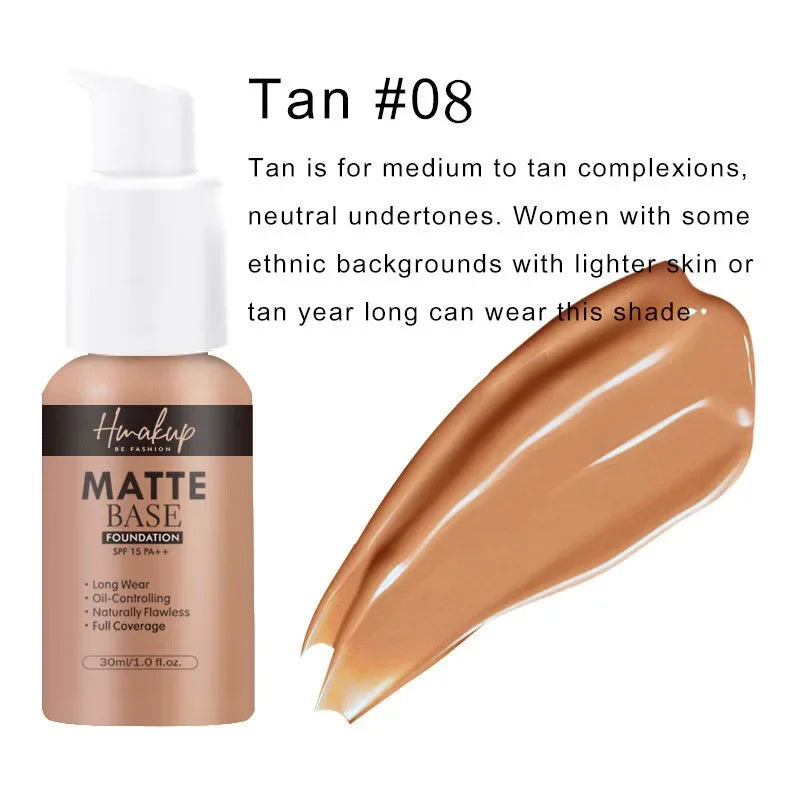 30ml SEPORA 6 Colors Matte Liquid Foundation Oil Control Waterproof Full Coverage Facial Natural Concealer Base Makeup Cosmetics