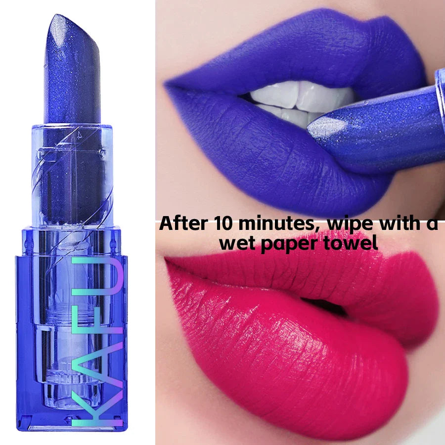 Blue Rose Lipstick – Temperature Color-Changing, Moisturizing Lip Tint Gloss, Shiny Lipstick for Female Makeup