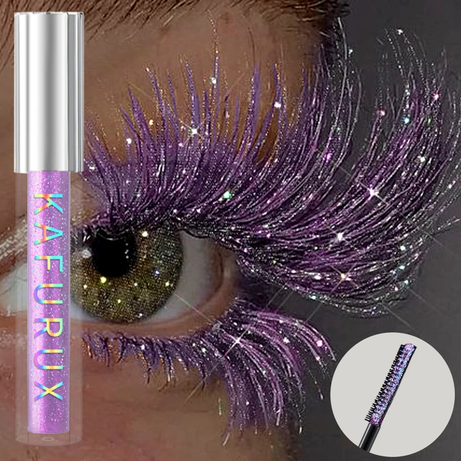 1pc Diamond Shine Waterproof Volume Curl Mascara Glitter Snow Effect,Smudge-proof  Eye Makeup for All Skin Types Women Cosmetics