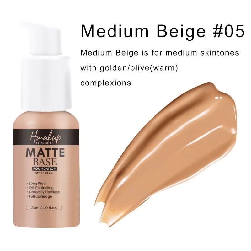 30ml SEPORA 6 Colors Matte Liquid Foundation Oil Control Waterproof Full Coverage Facial Natural Concealer Base Makeup Cosmetics