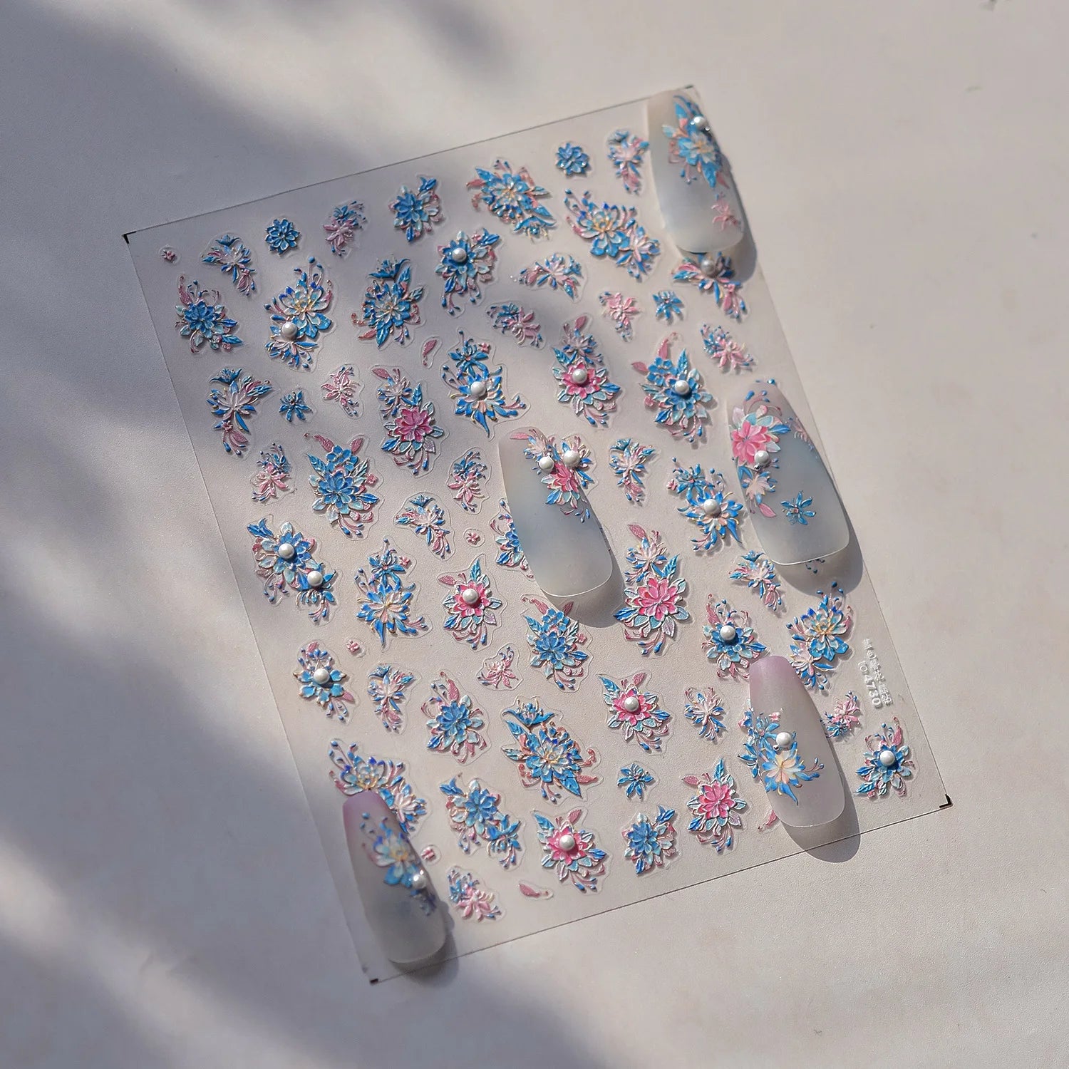 1pcs 5D Glitter Jasmine Flower Nail Stickers Kawaii Embossed Flower Self-Adhesive Nail Art Decorations Decal Manicure Tools DIY