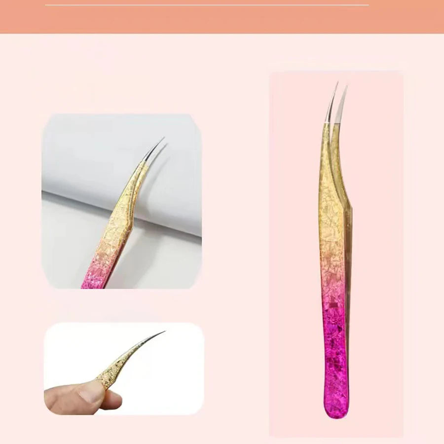 1 Pc Eyelash Tweezers Ice Flower Anti-static 3D Accurate Eyebrow Grafting False Lashes Extension Supplies Makeup Tweezer Tools