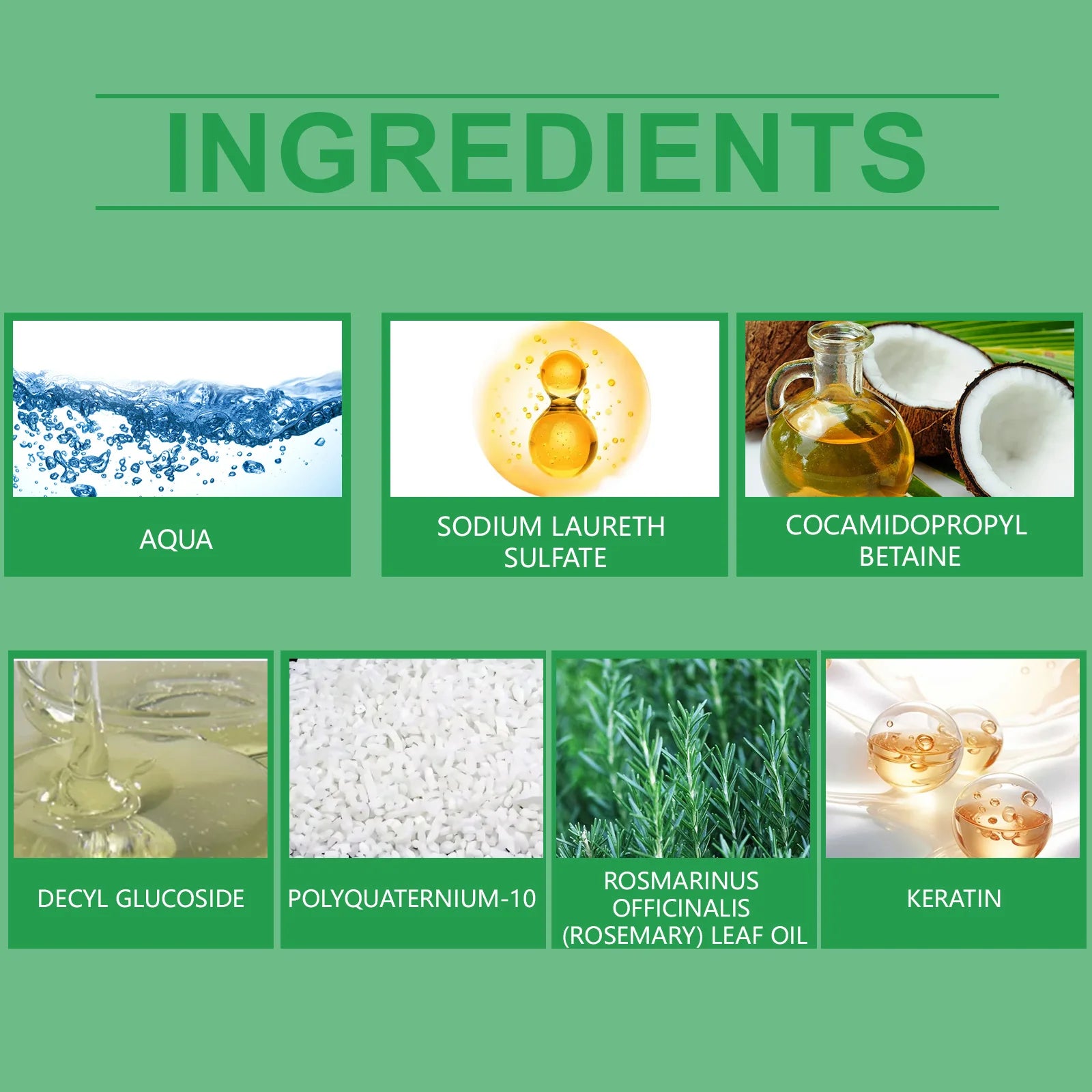 3pcs Rosemary Hair Growth Shampoo Thickening Hydrolyzed Keratin Dry Frizzy Damaged Repair Moisturizing Scalp Cleaning Shampoo