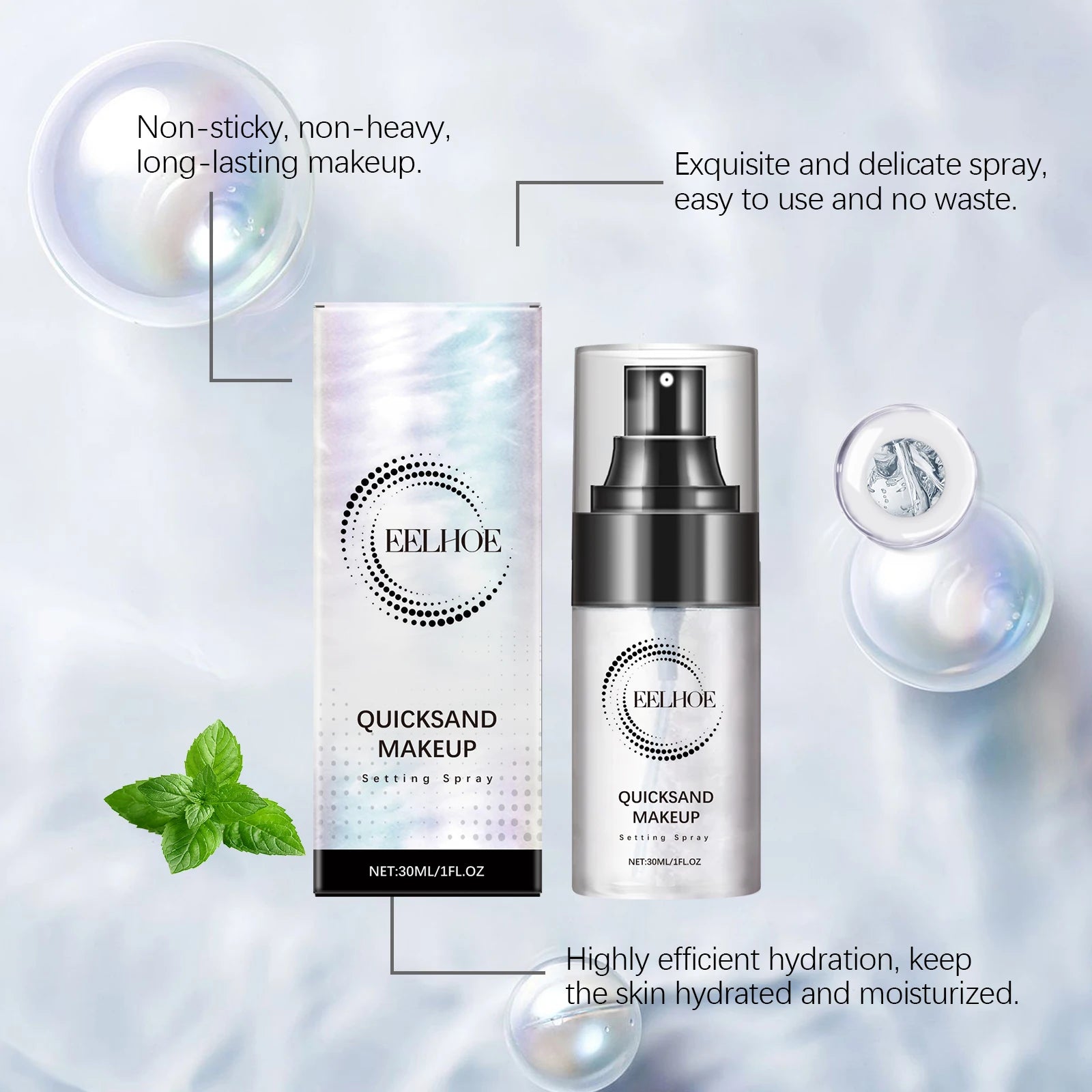 EELHOE 30ml Makeup Setting Spray Lasting Moisturizing Anti-dryness Quick Fixer Natural Finish Refresh Make up Lock for All Skin