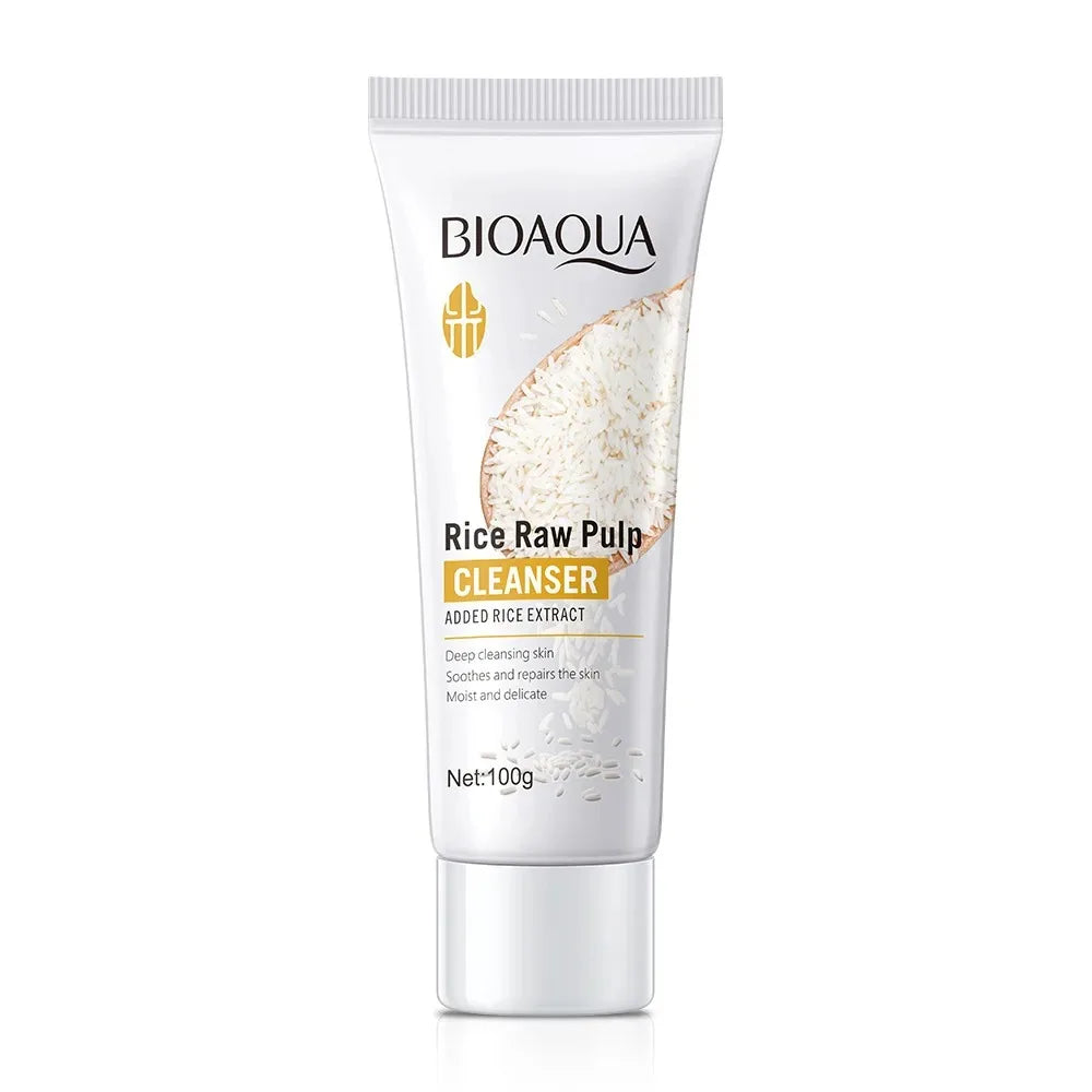BIOAQUA Rice Raw Pulp Facial Cleanser Face Wash Foam skincare Moisturizing Skin Brightening Rejuvenation Face Cleanser Skin Care