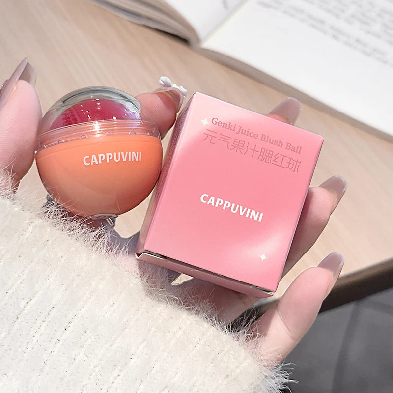 Cappuvini Juice Blush Ball Water Light Blusher Brightening Face Easy Color Multi-Use Blush Makeup Suitable for Lips and Cheeks