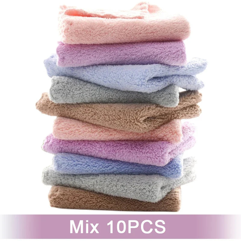10Pcs Coral Velvet Quick Drying Microfiber Towels Cleaning Wipes Face Towels Square Washcloth Soft Absorbent Towel