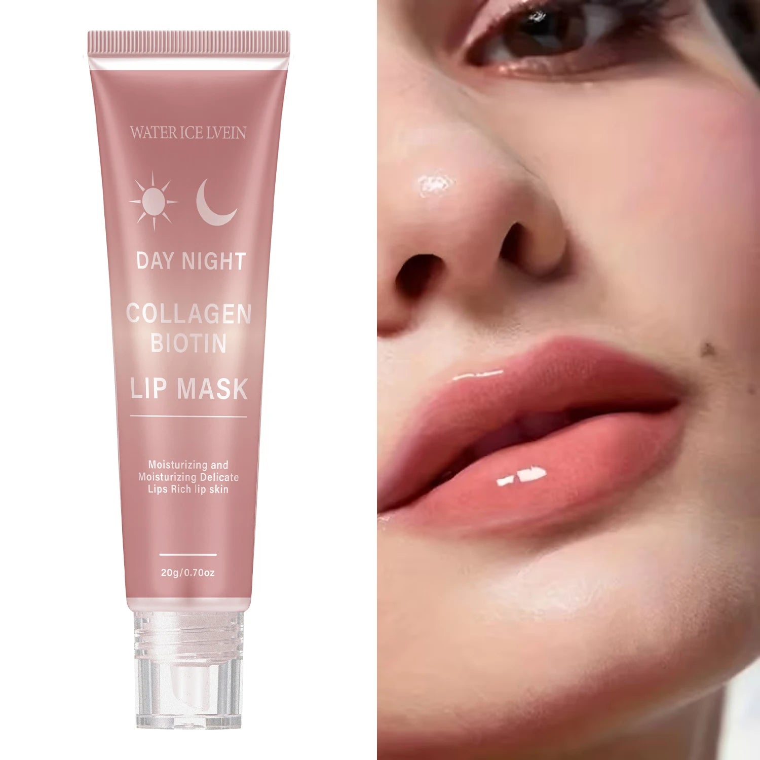 Collagen Biotin Lip Mask 20g with Peptides & Aloe - Moisturizing Nourishing Lip Care, Peel Off Mask
