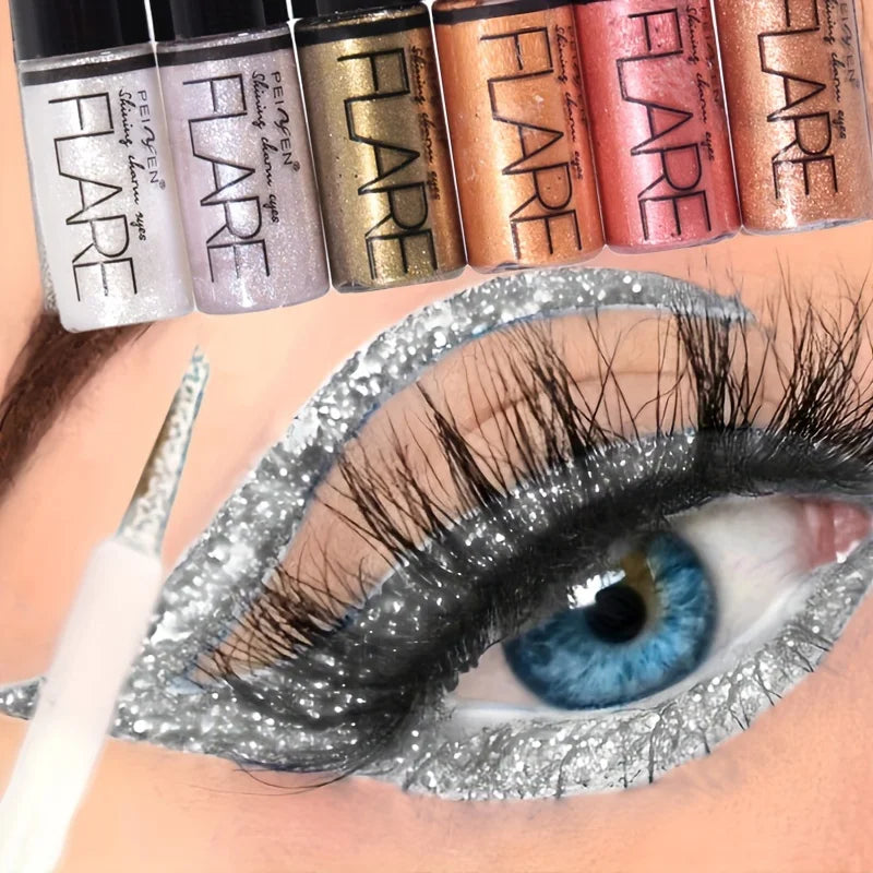 6pcs Flash liquid eyeliner pen durable shiny waterproof colored liquid eyeliner small suit.
