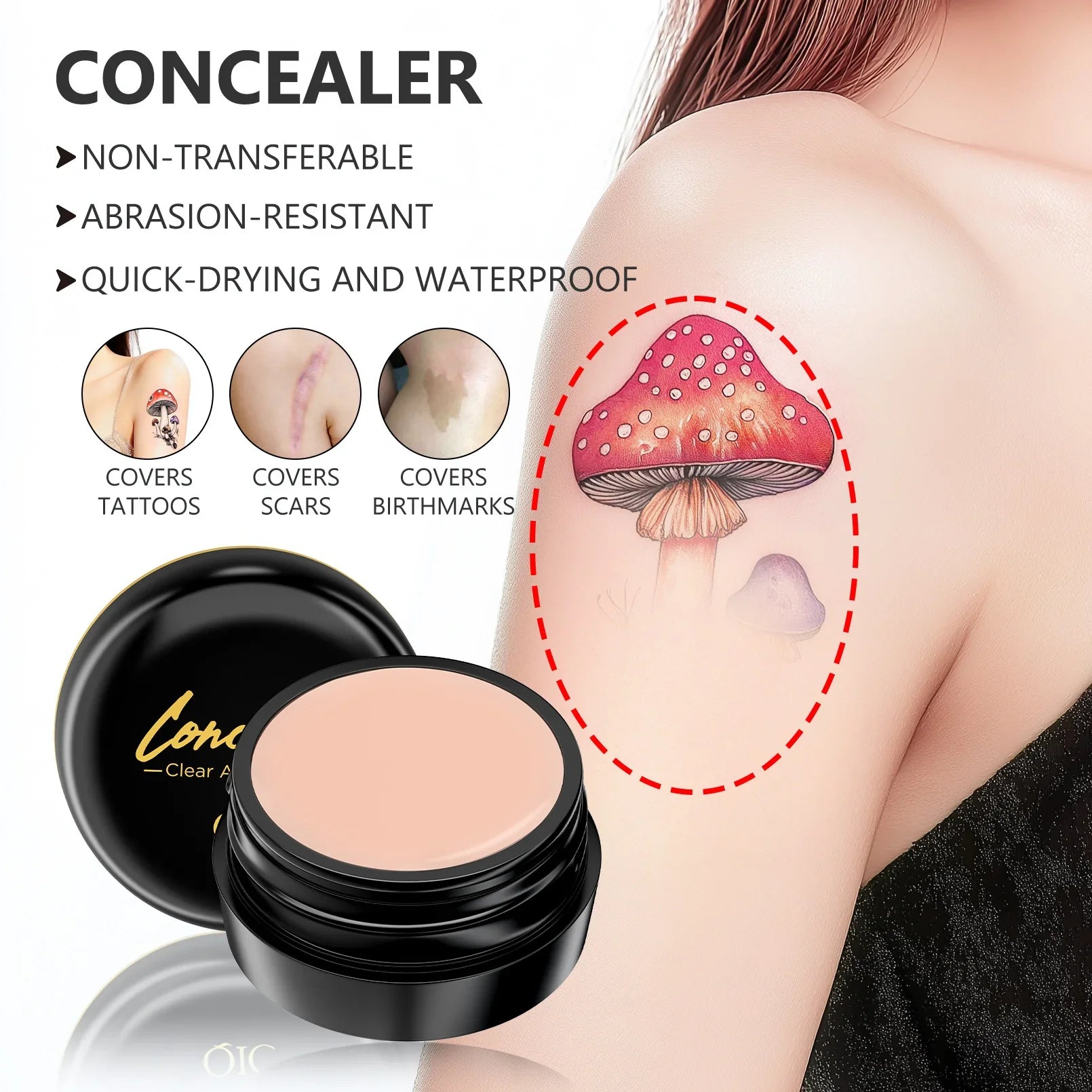 Full Coverage Concealer-waterproof,for Covers Skin Blemishes and Wrinkles and Tattoos,Regulates Skin Tone,Face Concealer Makeup