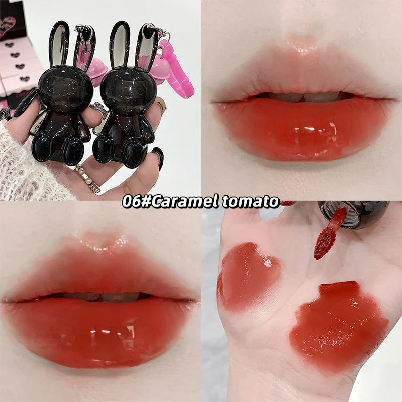 Gege Bear Pink Rabbit Velvet Matte Lip Cream Black Rabbit Water light lip glaze matte mirror pendant lipstick lip gloss