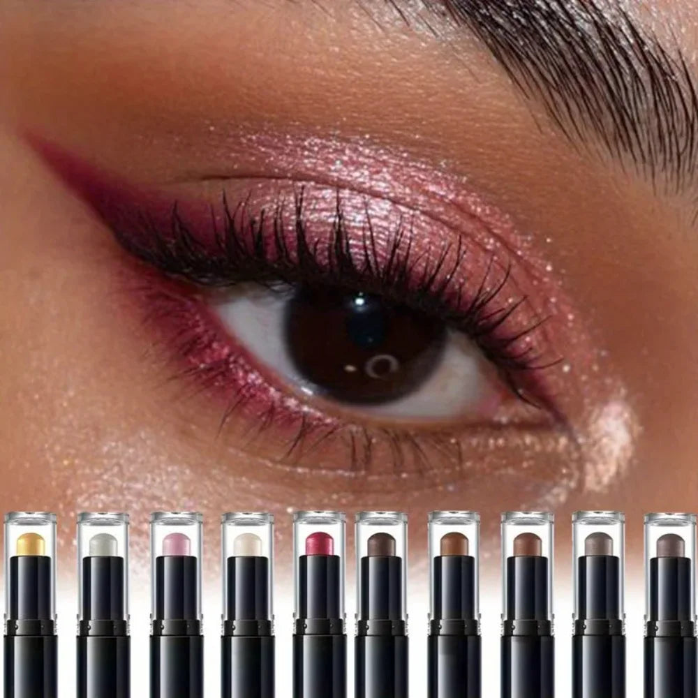Dual-Ended Eyeshadow Stick,  Matte & Shimmer, Waterproof Long-Lasting 3-Color Creamy Pencil, Smoky & Natural, Xmas Winter
