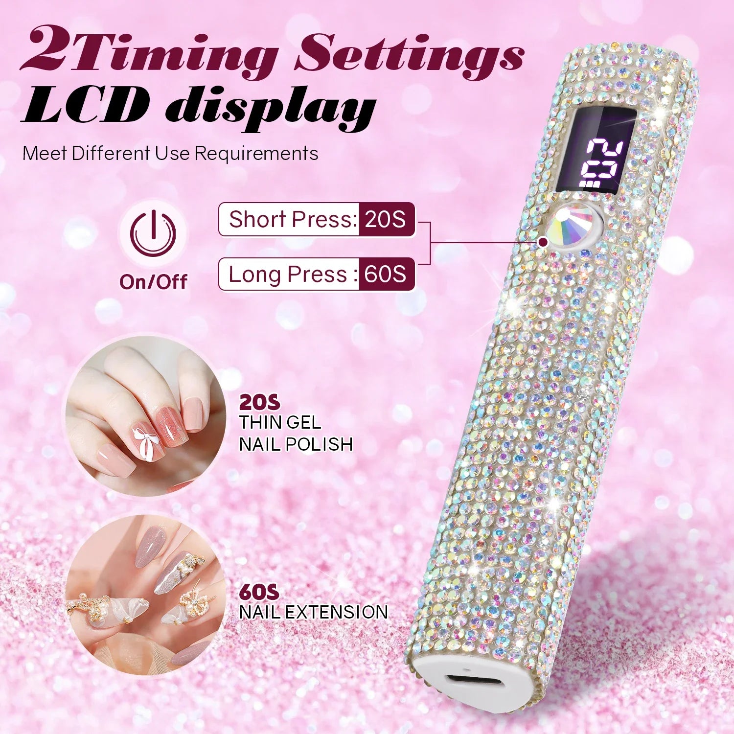 DianaBeauty Handheld Nail Dryer Lamp UV/LED Nail Curing All Gel Polish Nail Art Tool USB Rechargeabl Quick Dry Nail Lamp