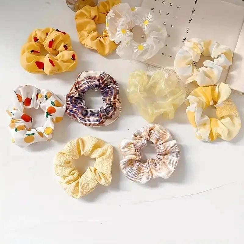 10Pcs Temperament College Style Large Intestine Hair Bands Sweet and Cute Tie Their Hair Accessories for Women Headwear