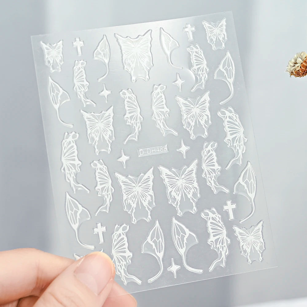 3D Gold Sun/Moon/Star Bronzing Nail Art Sticker 8*10cm Laser Star Moon Design Nail Decal Gold Silver Self-Adhesive Slider &*&