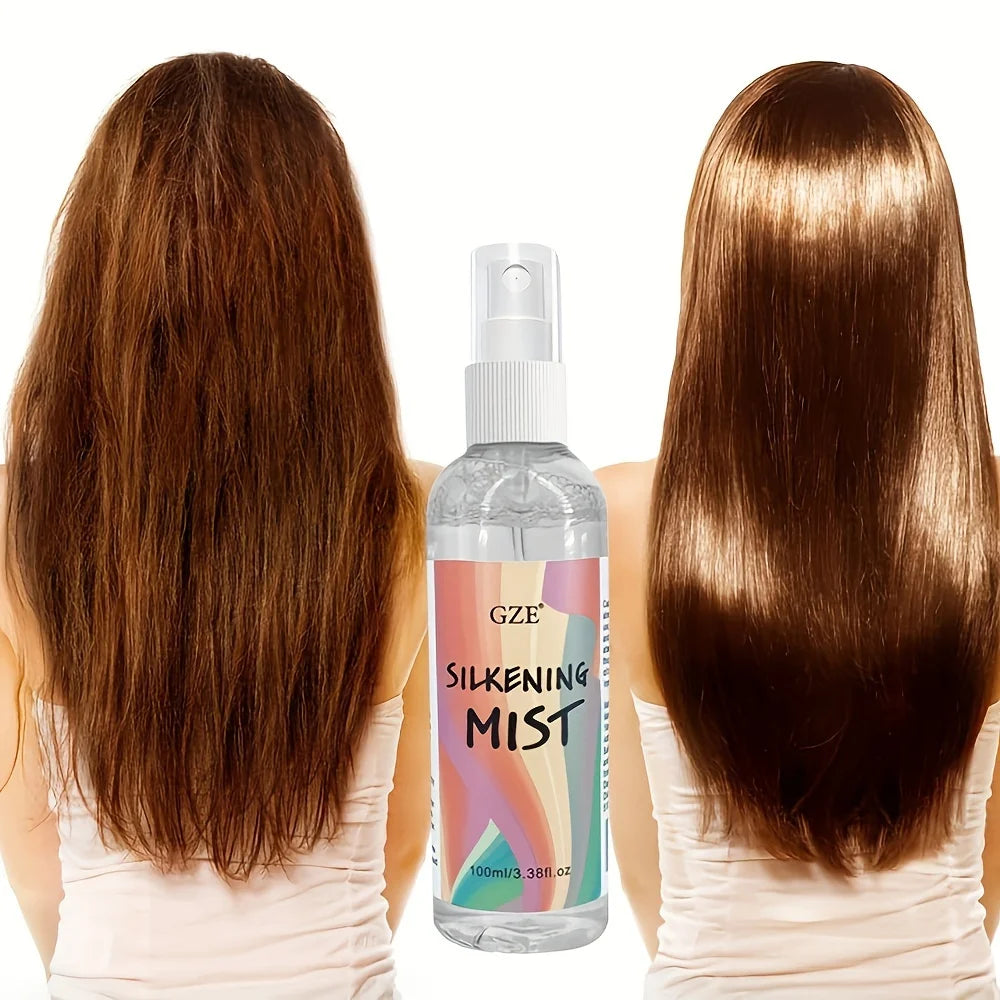 GZE HAIR SILKENING SPRAY Silk Therapy Thermal Shield,tThermal-Pressing Product that Polishes, Silkens, and Smooths Curly Texture