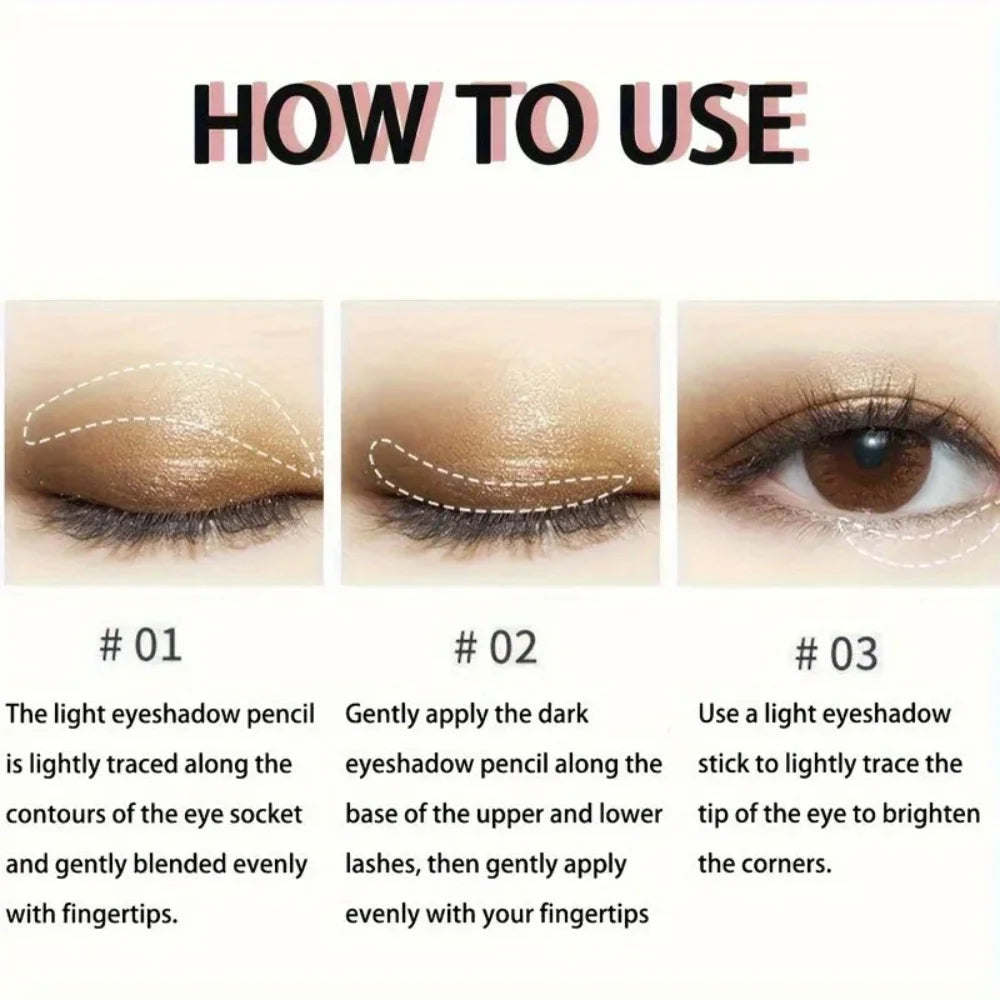 Dual-Ended Eyeshadow Stick,  Matte & Shimmer, Waterproof Long-Lasting 3-Color Creamy Pencil, Smoky & Natural, Xmas Winter