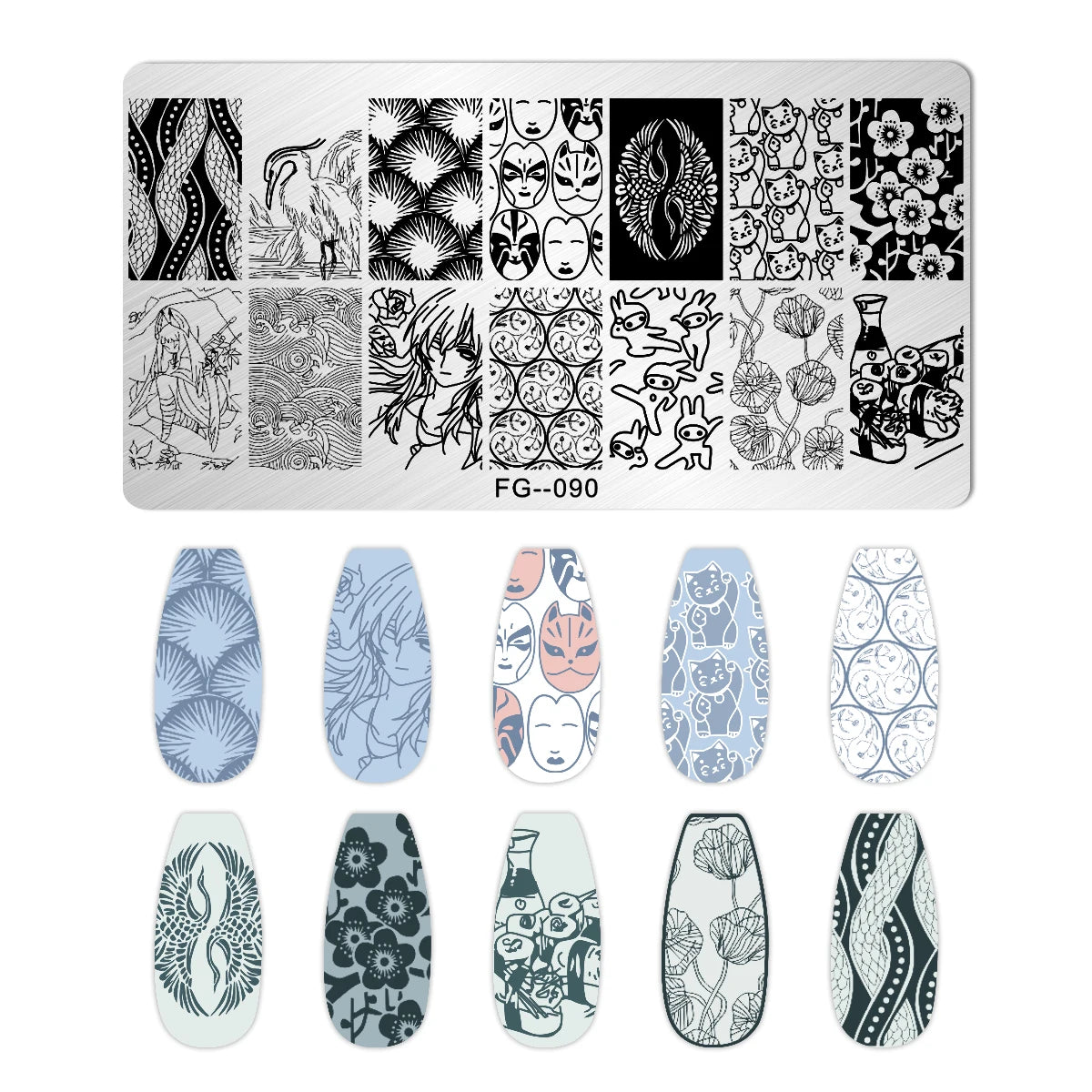 Cartoon Bear Nail Stamping Plates Fruit ice cream cake Floral Flower Leaf  Printing Stencil Nail Stamp Templates Nail Art Tools