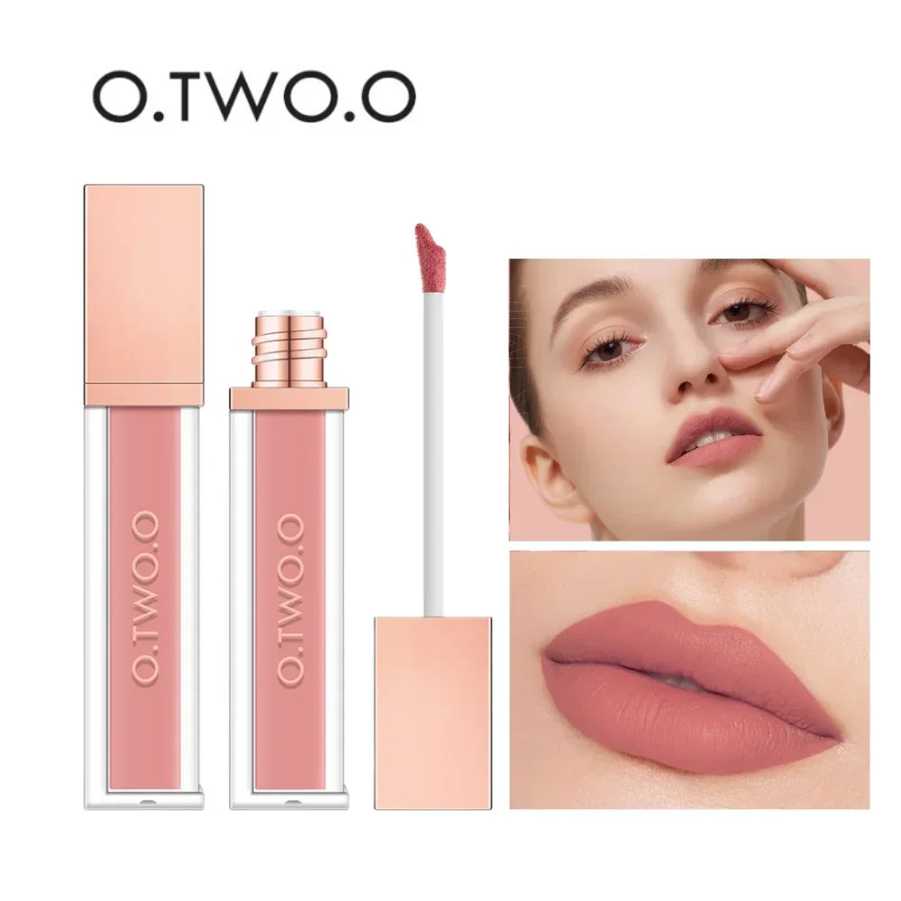 O.TWO.O Velvet Matte Liquid Lipstick 12 Colors Waterproof Long Lasting Non-Stick Cup Formula Makeup Lip Tint for Women