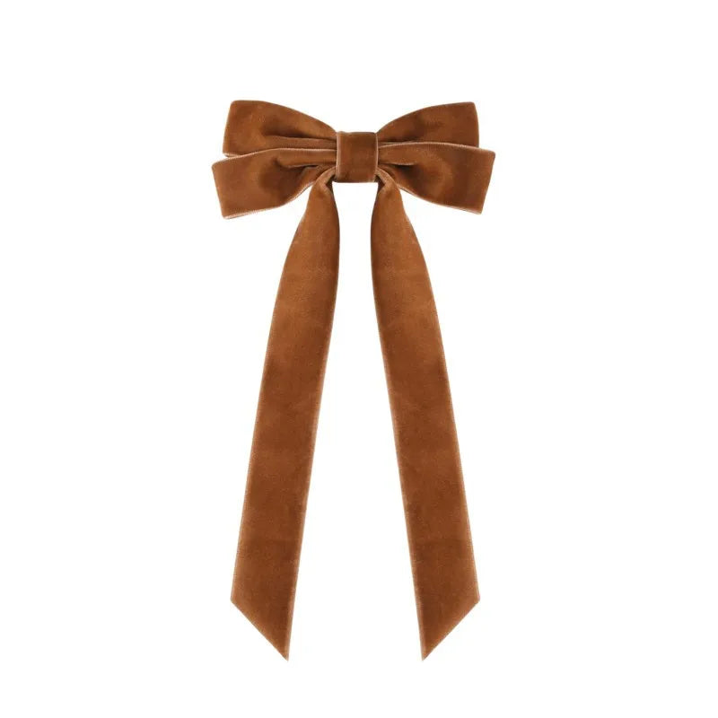 2025 Korea Elegant Long Ribbon Velvet Bow Hairpins Women Girls Hair Clips Pin Barrettes Accessories Hairclip Headdress Headwear