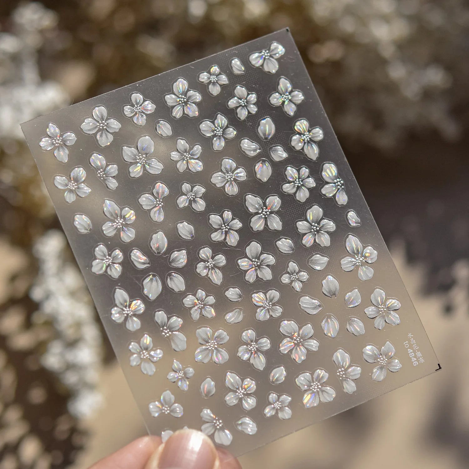 1pcs 5D Glitter Jasmine Flower Nail Stickers Kawaii Embossed Flower Self-Adhesive Nail Art Decorations Decal Manicure Tools DIY