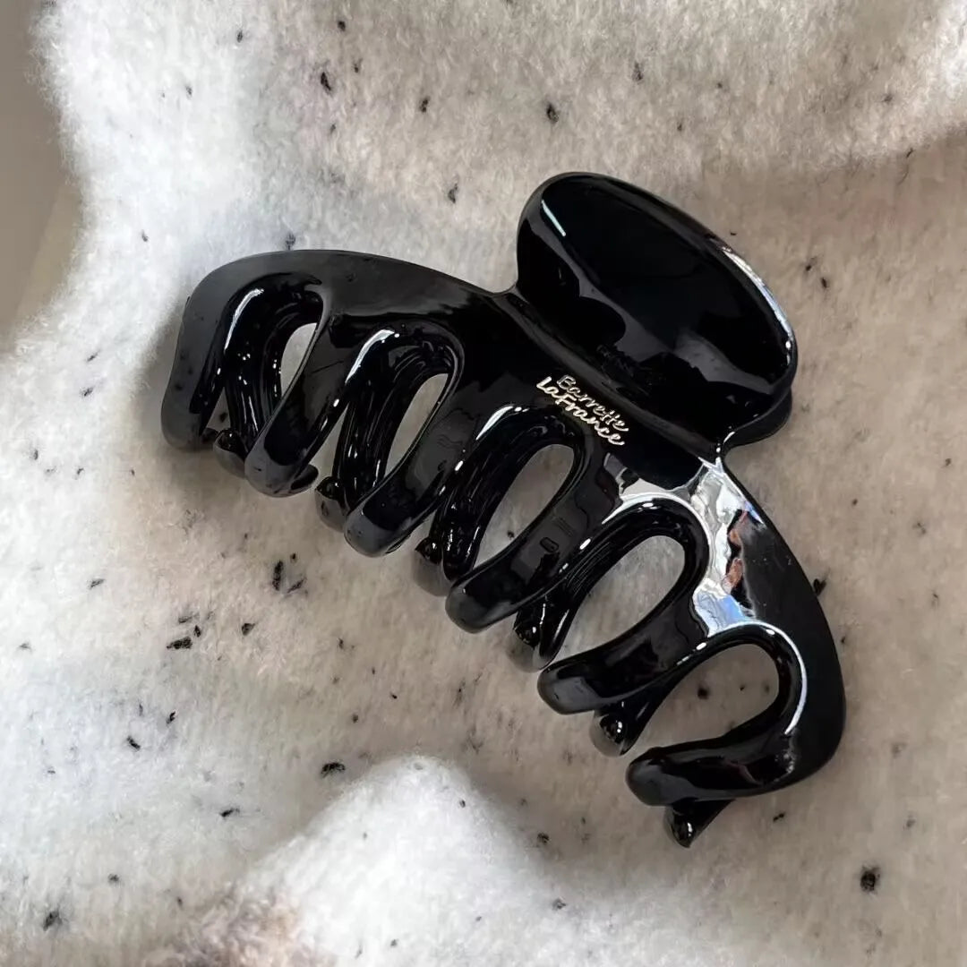 Korean Large Size Acrylic Dragon Bone Shark Hair Clip French Style Polka Point Arc Back of Head Hair Claw Clamp Hair Accessories